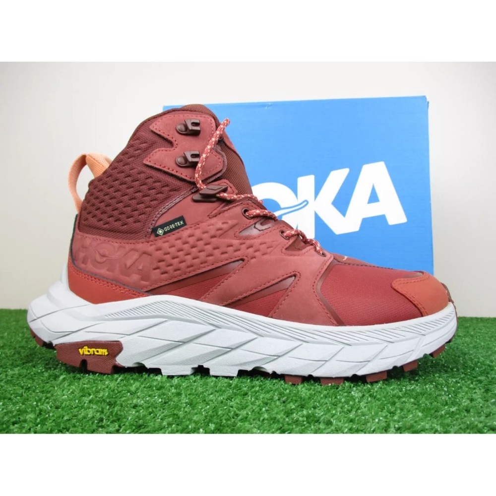 NEW Hoka Anacapa Mid GTX Womens 7.5 Boots Shoes Hot Sauce Cherry Mahogany Vibram